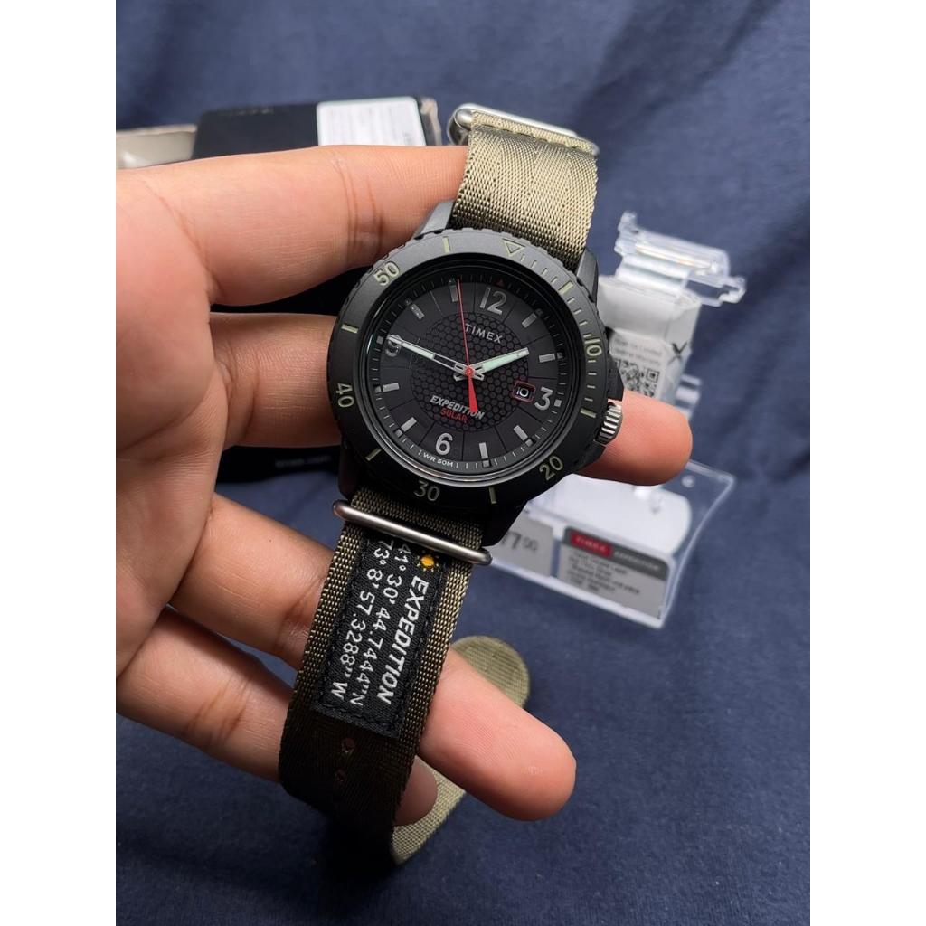 Timex TW4B14500, Gallatin, Expedition Green Nylon Watch, Solar Battery, Date