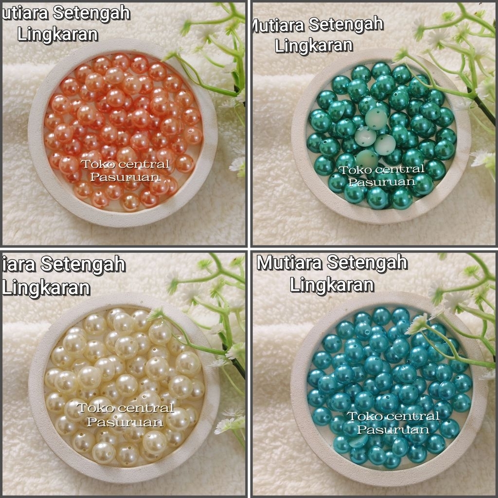 MUTIARA SINTETIS PAYET MUTIARA SETENGAH LINGKARAN LUBANG DUA