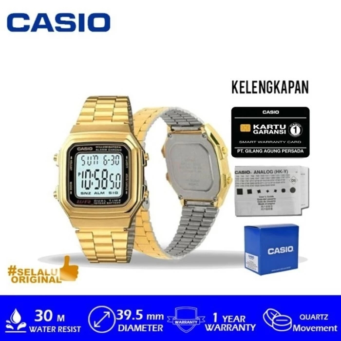 Casio Jam Tangan Casio Digital Pria Gold A178WGA-1ADF Original