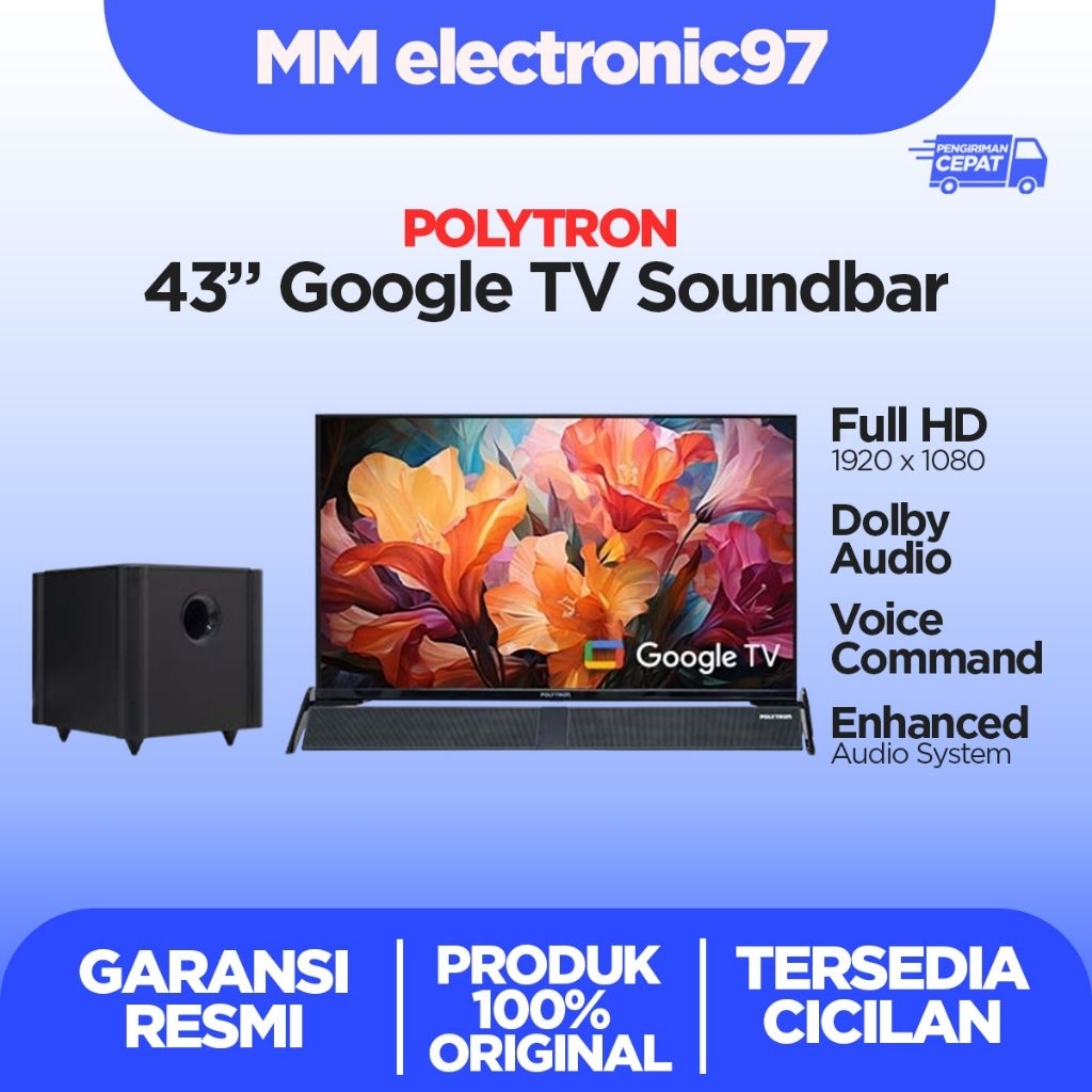 Led Polytron 43 inch Smart Google Tv Sound Bar PLD-43BG9058 / PLD-43BG5058