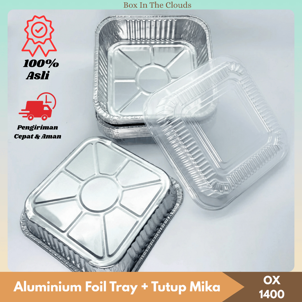 Aluminium Foil Tray Cup OX 1400 + Tutup Mika - Alumunium Foil Tray + Tutup Ukuran Besar - Dimsum - M