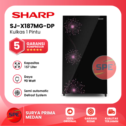 KULKAS 1 PINTU SHARP KAPASITAS 157 LITER SJ-X187MG-DP / SJ-X187MG-DB GARANSI RESMI (MEDAN)
