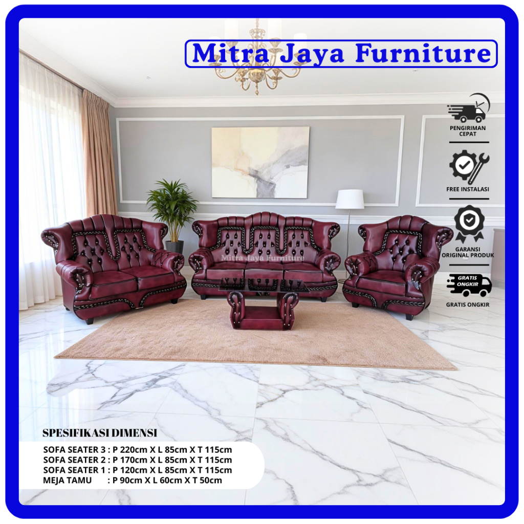 Sofa Jaguar 321 Kulit Sintetis +Meja/ Mitra Jaya Furniture