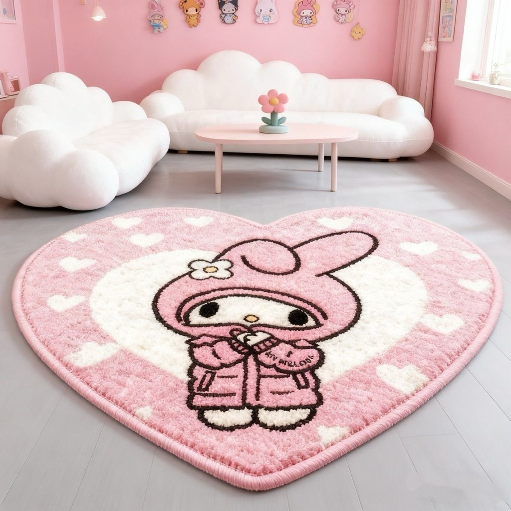 [PREORDER My Melody] Heart Shaped Rug – Karpet Dekorasi Kamar
