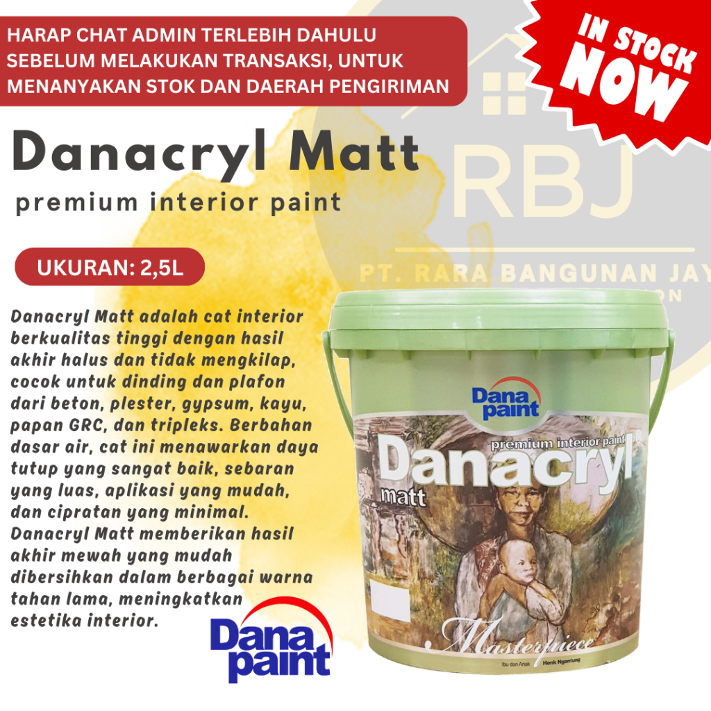 DANACRYL MATT - Cat tembok interior premium 2.5 L (PUTIH) by Dana Paint