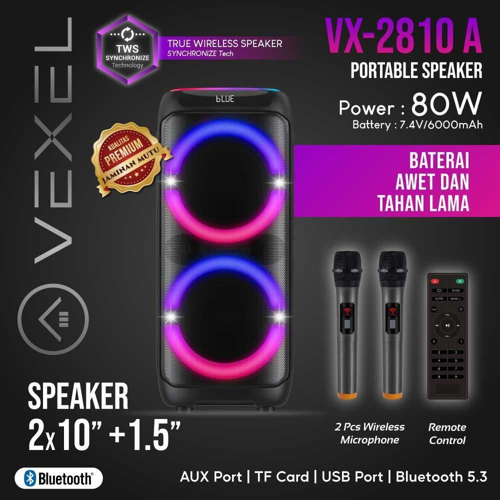 Vexel Speaker Bluetooth Karaoke Portable Dengan 2 Mic dan Remote
