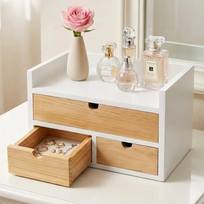 Lemari Mini Almari Rak Kosmetik Aksesoris Cewe Meja Rias Aesthetic Rak Lemari MinimalisSerbaguna