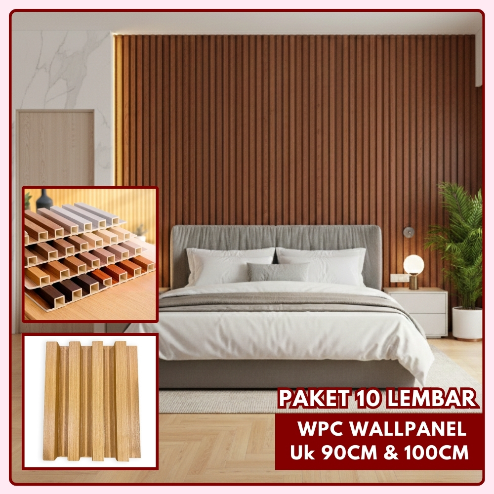 Wallpanel WPC PVC Wallpaper Dinding WPC Panel Dinding Wood Panel Hiasan Dinding 3D Kamar Tidur