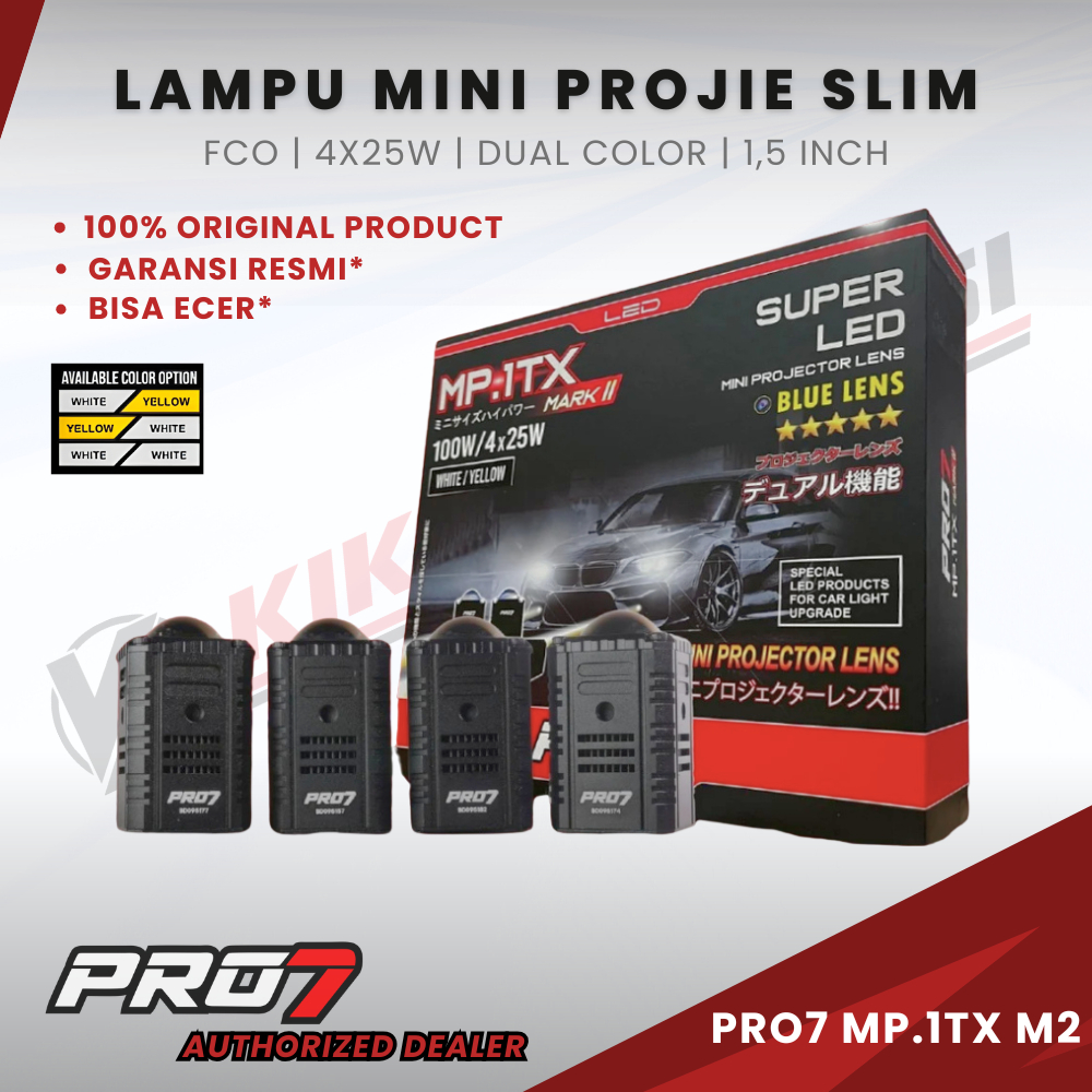 PRO7 MP.1TX MARK II Lampu Mobil Mini Projector LED 5700K Double Lens Flat Cut Off Headlight