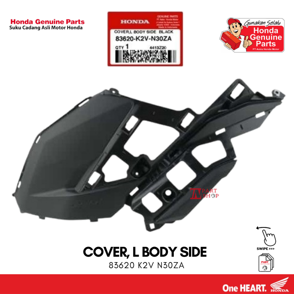 Cover Sambungan Body Kiri (Cover, L Body Side) - New Vario 125 K2V / 83620-K2V-N30ZA