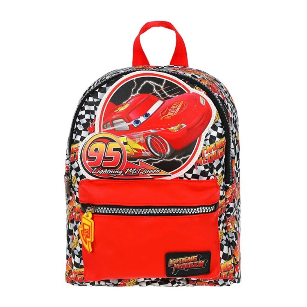 Tas Ransel Mini Sekolah Anak TK Disney Cars Lightning McQueen Rust-Eze PAUD Merah Hitam Backpack Lak