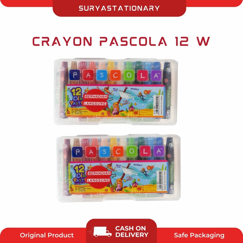 (SET) Crayon Pascola 12 W / Krayon pascola 12 Warna / Krayon Murah