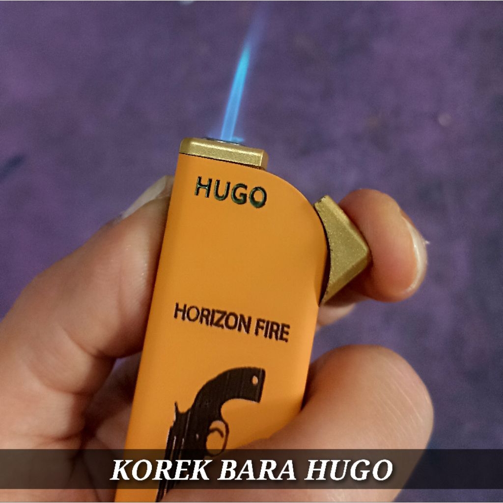 Korek Bara HUGO Windproof Jet Flame - Korek Api Gas Tahan Angin Karakter Unik Refillable Premium