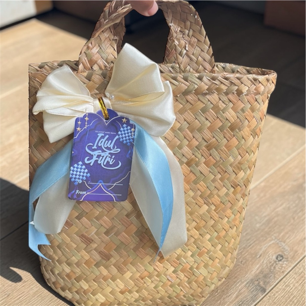 Tas Hampers Lebaran, Idul Fitri, Bingkisan, Purun Anyaman, Kerajinan Tangan, Unik, Cemilan, Snack, P