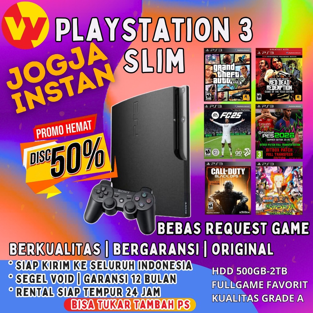 SONY PS3 SLIM Playstation 3 slim fullgame terbaru bebas request games firmware terbaru