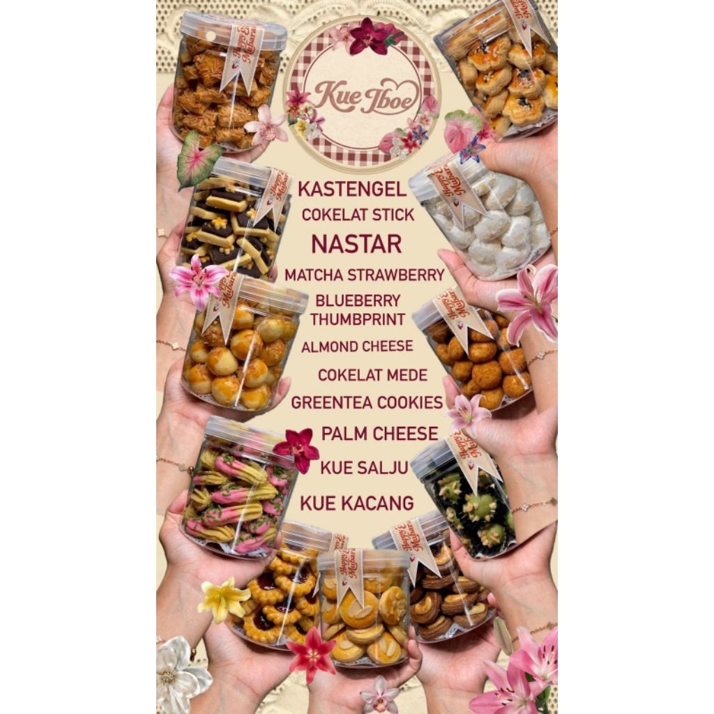 Kue Iboe kue kering kue lebaran Nastar, Kastengel, Cokelat Stick, Matcha Strawberry, Almond Cheese, 