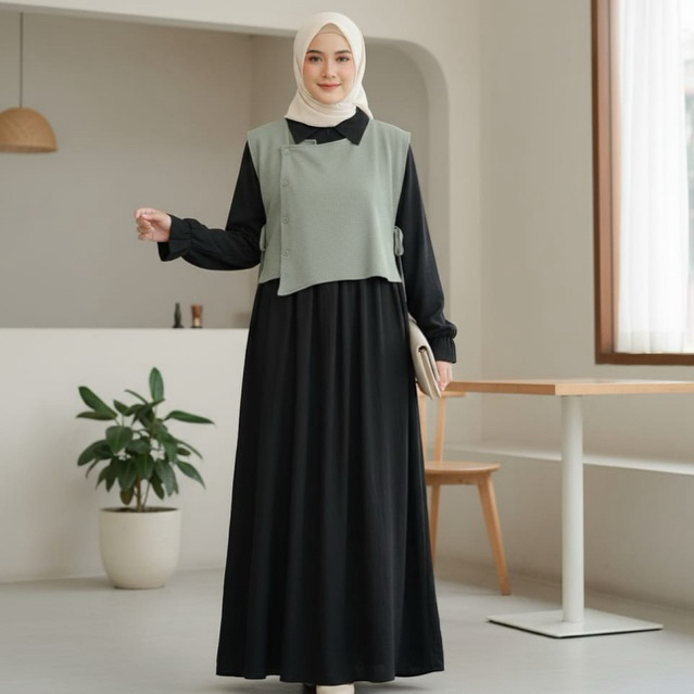 gamis zifara set outer,dress set/abaya wanita,gamis kekinian