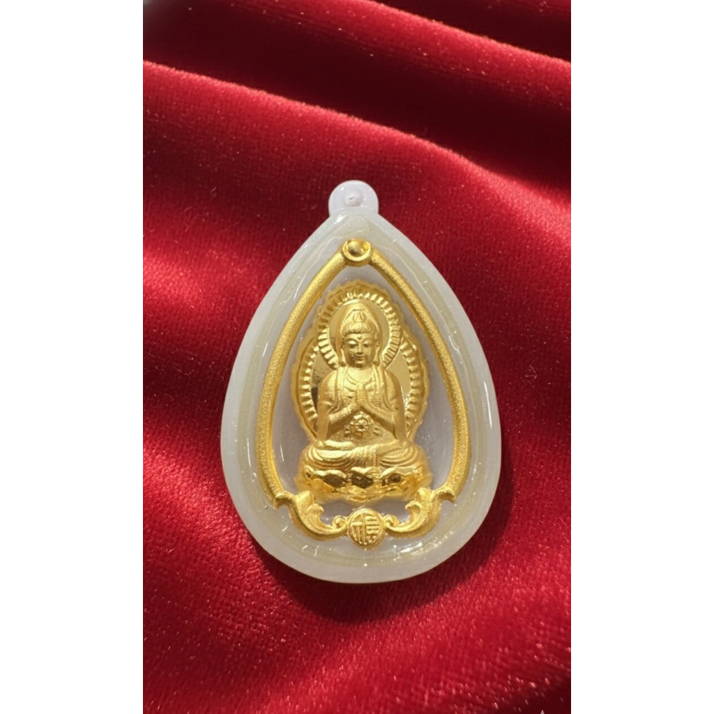 Liontin batu Giok berlapis emas (code C)