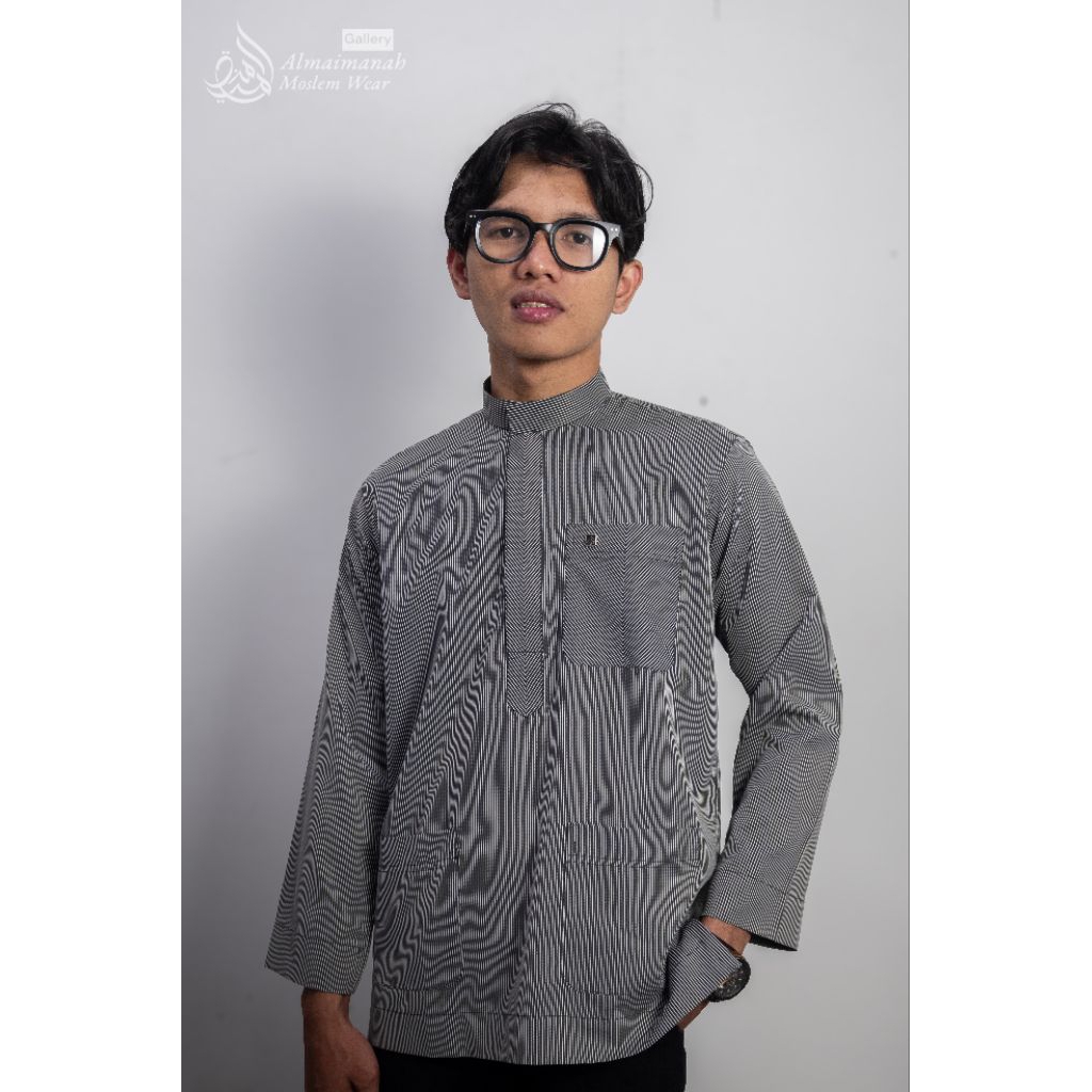 KOKO SALUR PREMIUM MOTIF DASI SEMI MELAYU | koko salur pria motif dasi hitam dan putih
