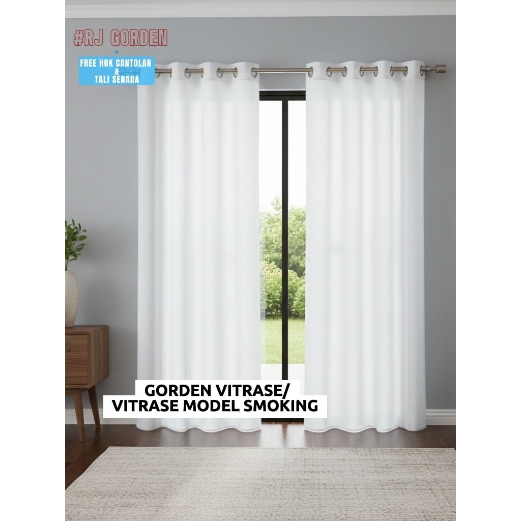 GORDEN RUMAH MINIMALIS VITRASE POLOS MODEL SMOKING/RING TIRAI