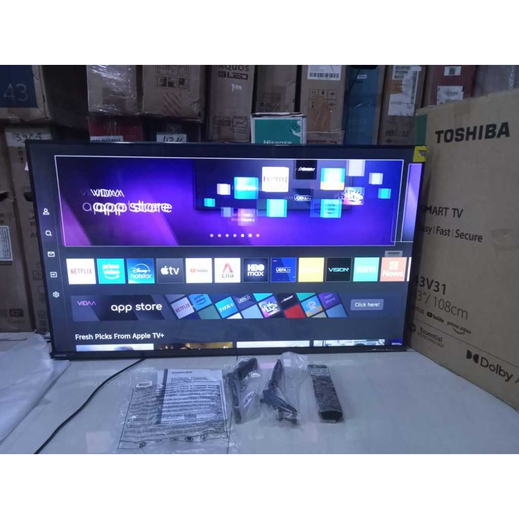 TV LED TOSHIBA 43IN FHD SMART TV YOUTUBE DIGITAL TV KONDISI BEKAS PEMAKAIAN 6275F