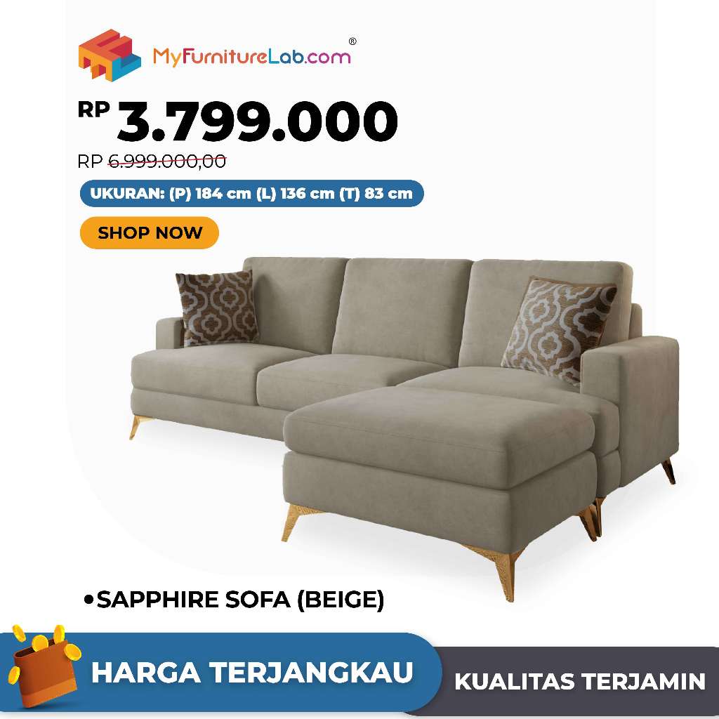 MYFURNITURELAB®: SAPPHIRE Sofa L 3 Dudukan Sofa Ruang Tamu Kursi Sofa Minimalis Kursi Santai Kursi K