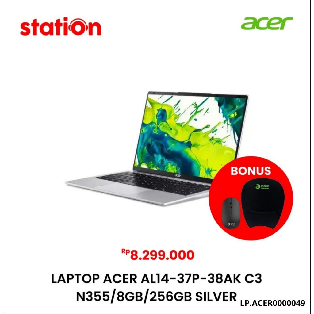 LAPTOP ACER AL14-37P-38AK C3 N355 8GB-256GB SILVER