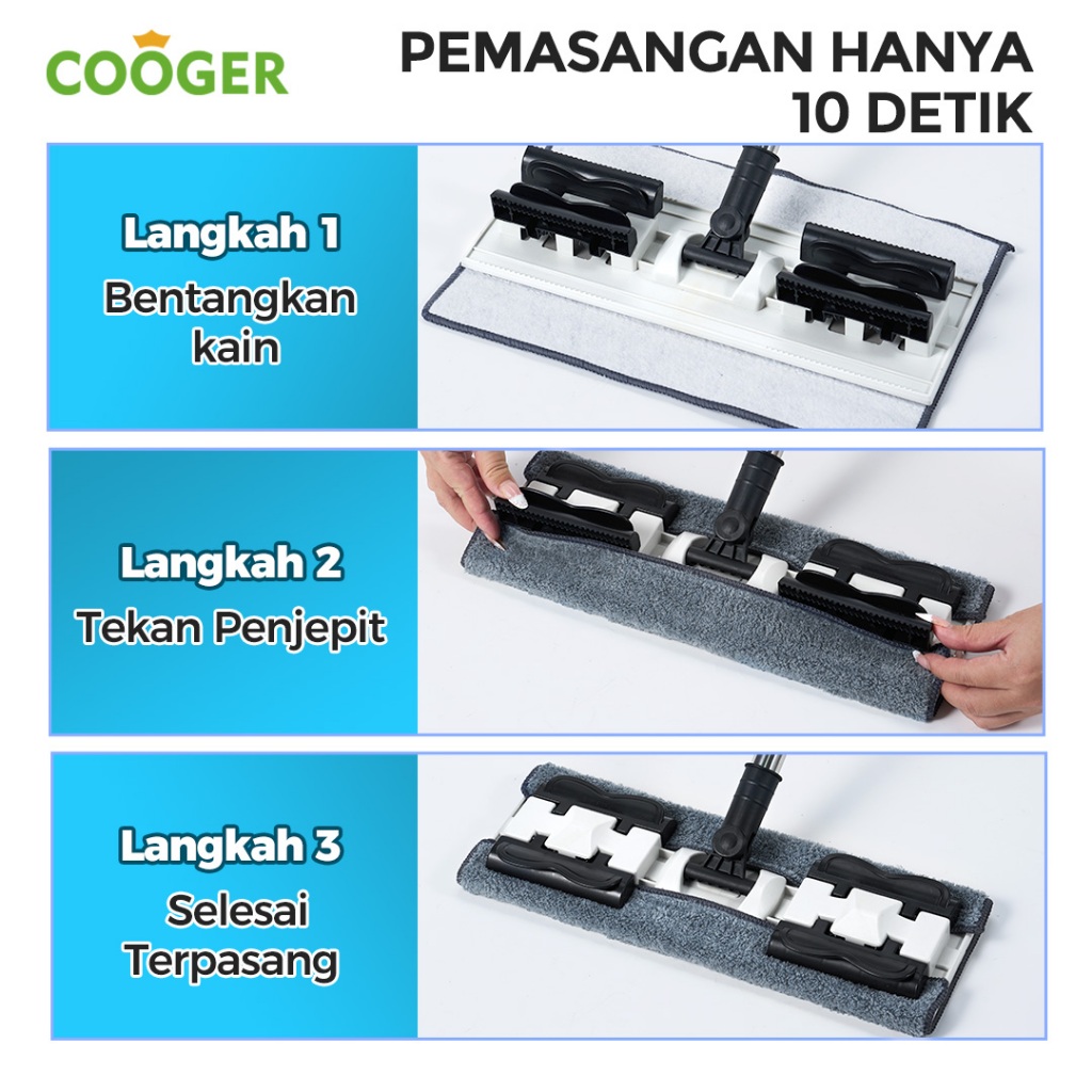 Cooger Pel Lantai Penjepit Kain Tebal Multifungsi Pel Lantai Kering Dan Basah Alat Pel Lantai