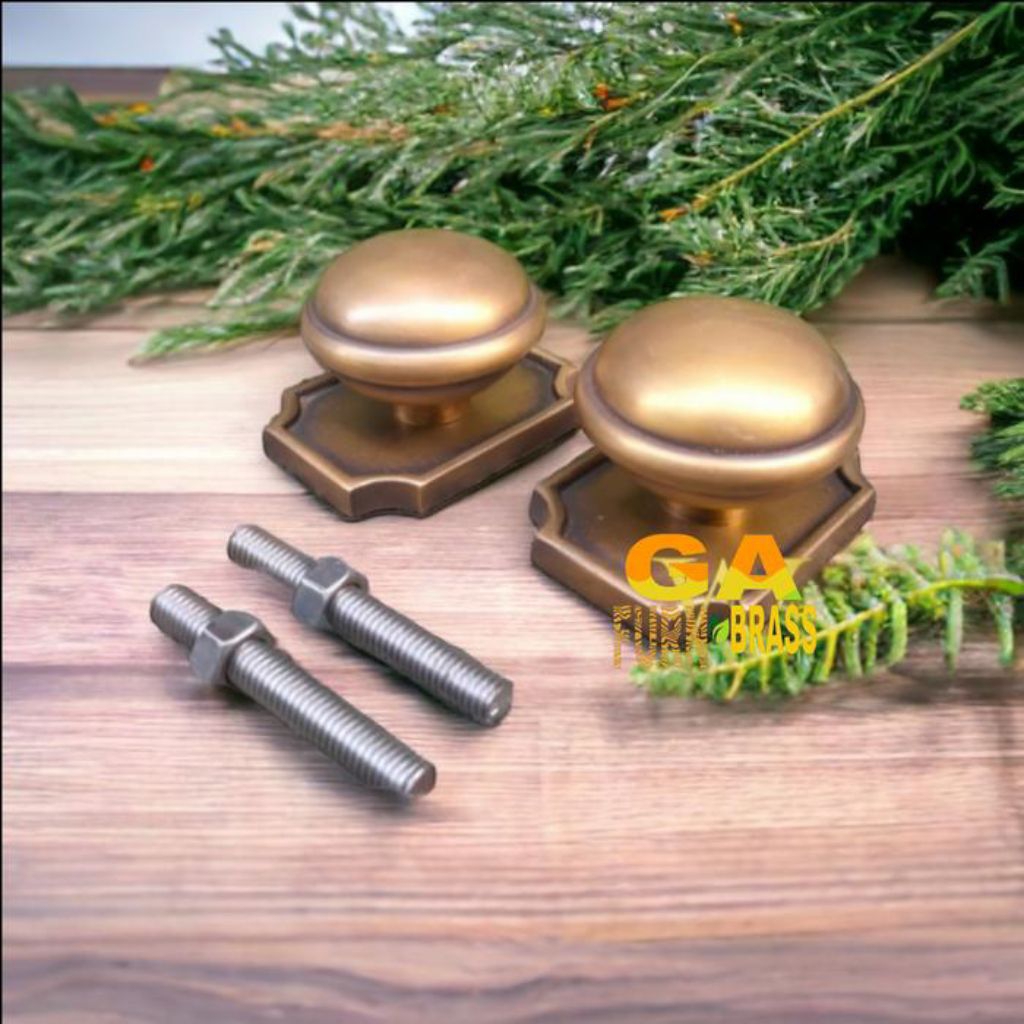 Pull Knob Knop Pintu Handle Pintu Gagang Pintu Tarikan Pintu Rumah Bulat Classic Kuningan Antik