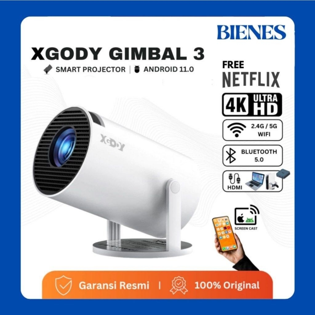 Xgody Gimbal 3 Proyektor Netflix Youtube