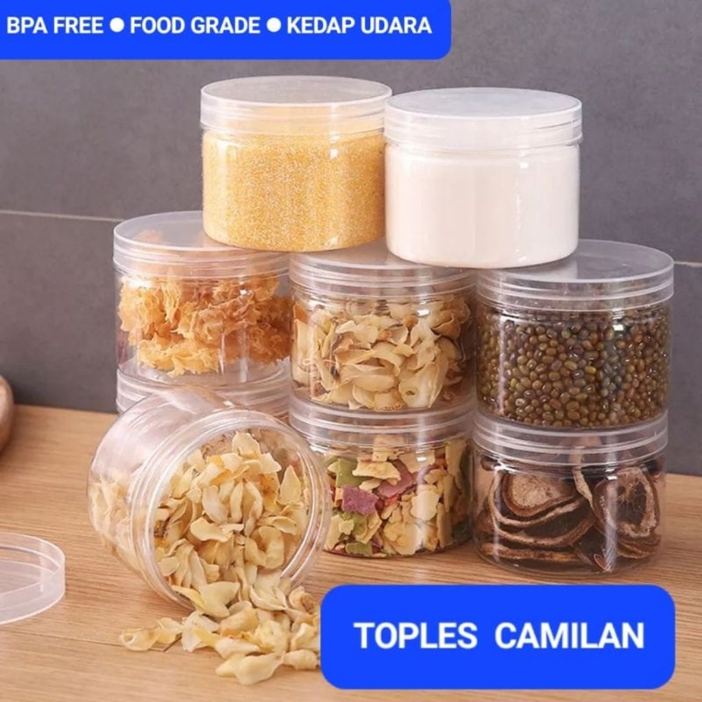 Toples Cemilan Jajan Silinder Bening Transparan | Lodong Wadah tempat snack krupuk | Jar Wadah Plast