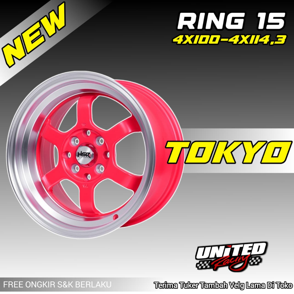 Velg Mobil Celong R15 HSR TOKYO RIFU Lebar 7,5/8