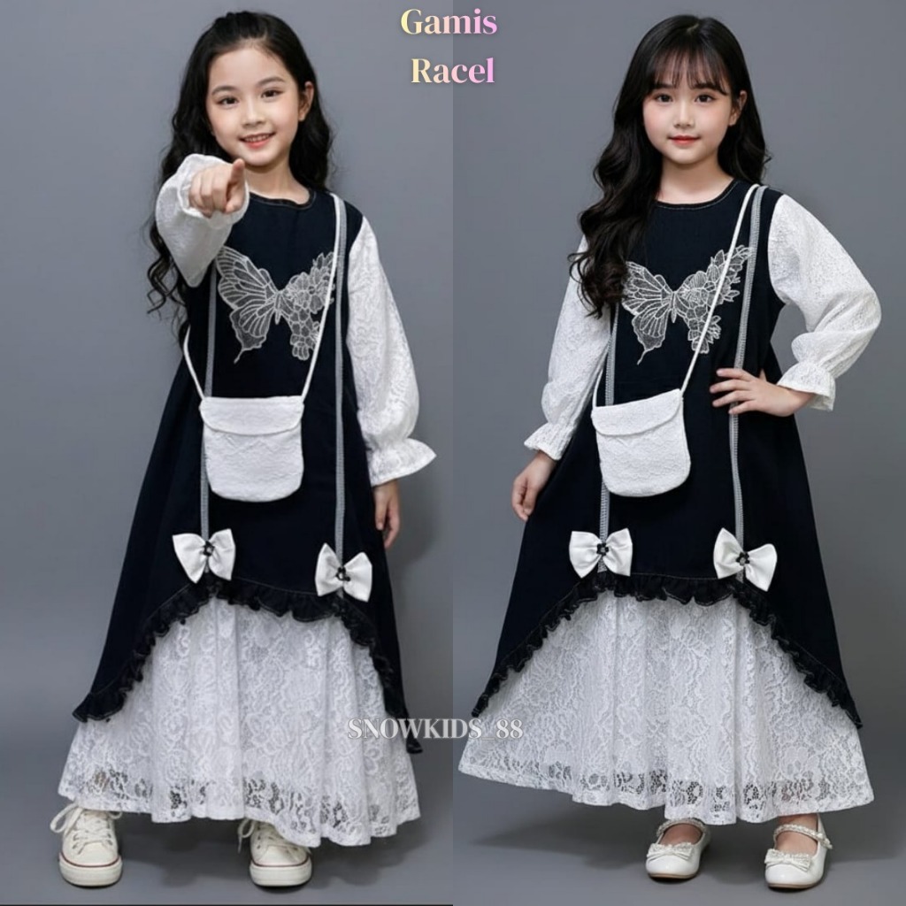 FREE TAS gamis beseller impor gamis mewah  gamis muslim anak perempuan jean premium usia 3-10 tahun 