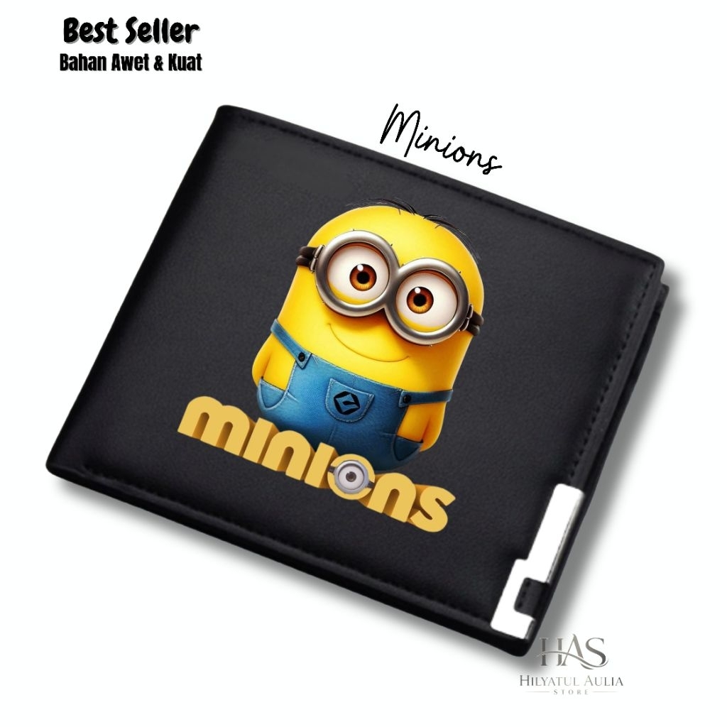 Dompet Lipat Anak Custom Nama Tema Minions | Dompet Anak Laki Laki Karakter Minions | Kado Ulang Tah
