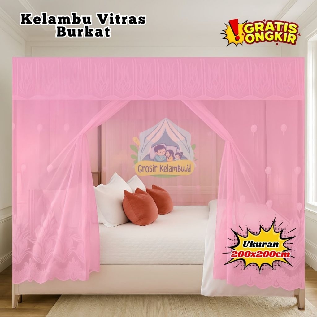Kelambu Tidur Anti Nyamuk Bahan Fitras  Tebal Ukuran Dewasa Super Jumbo
