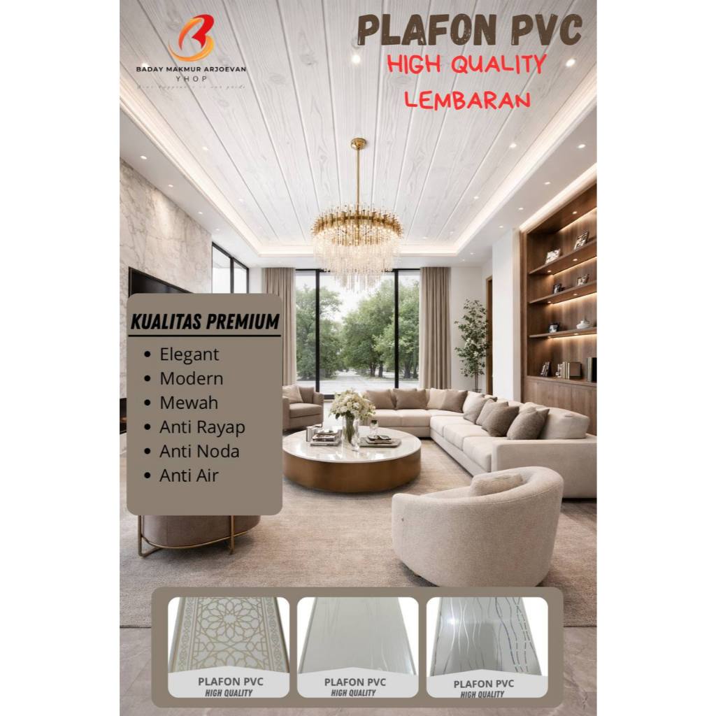 [LEMBARAN] PLAFON PVC HIGH QUALITY DEKORASI RUMAH  - ANTI AIR & ANTI RAYAP