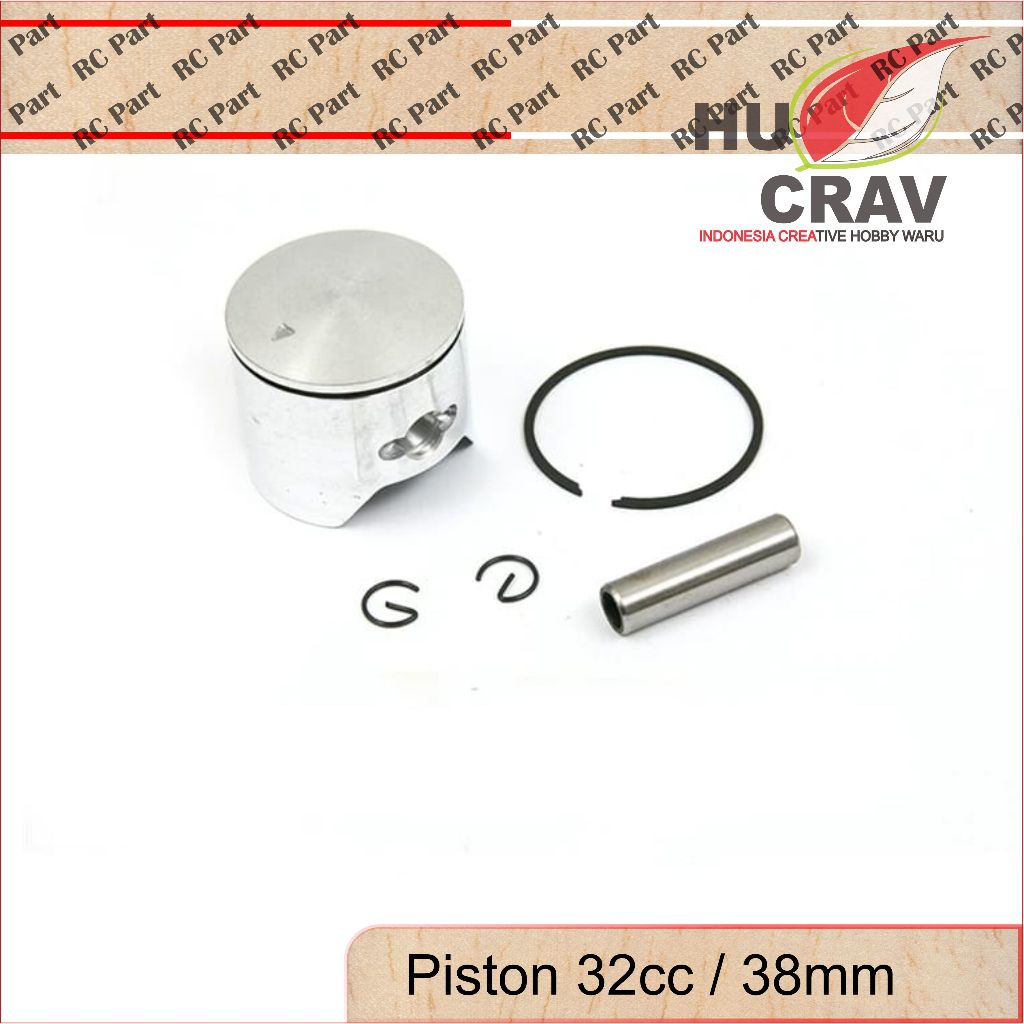 Engine Gasoline Piston G 320PUM 32ccm 38mm Kompetibel ZENOAH RC Boat Komplit Ring Piston Clip Pengun