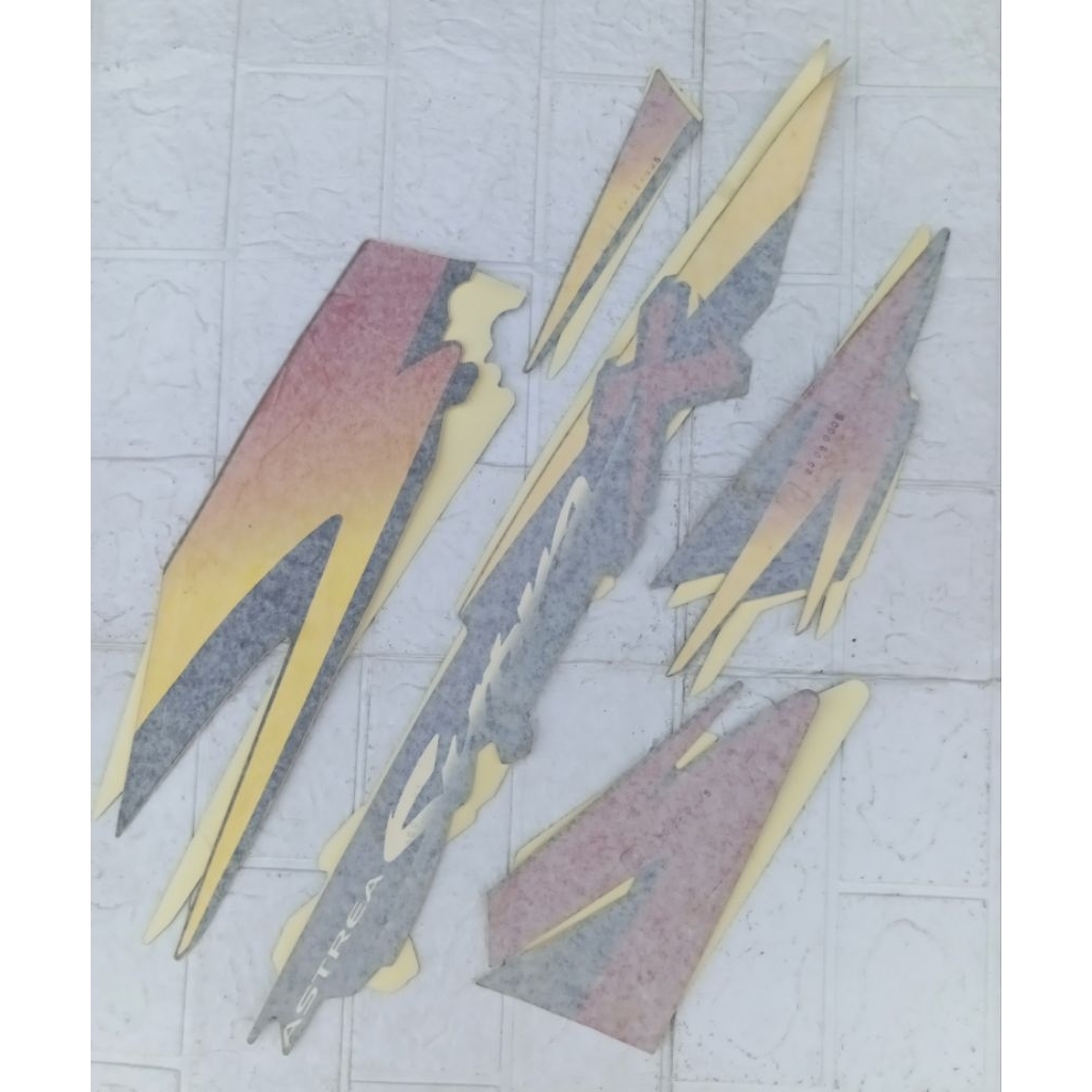 Striping sticker decal body Honda Supra X lama list merah abu abu Original