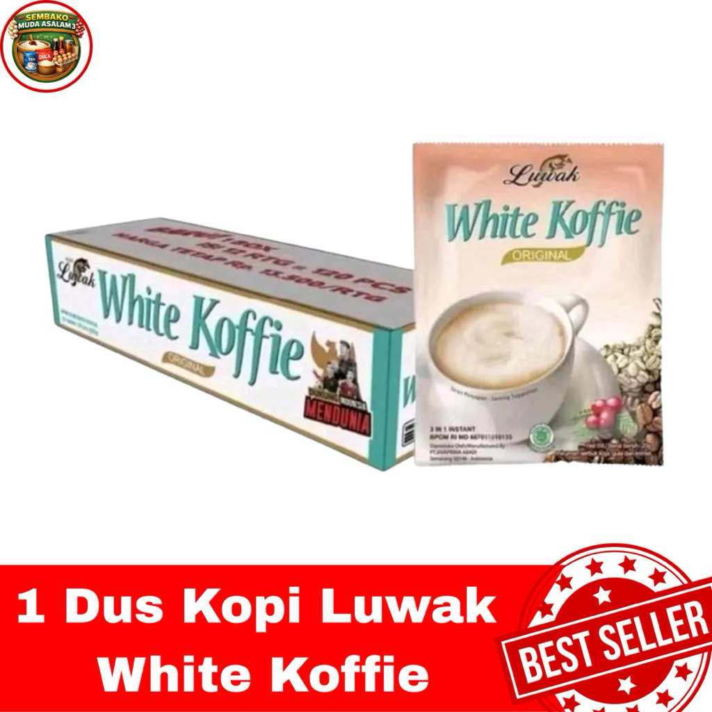 Kopi Luwak White Koffie 1 Dus (Isi 12 Renceng) / Kopi Instan Luwak White Koffie Creamy