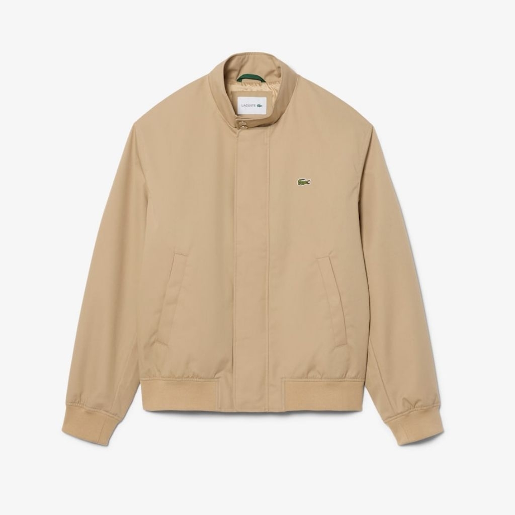 Lacoste Men's Water Repellent Twill Harrington Jacket Pria - Beige
