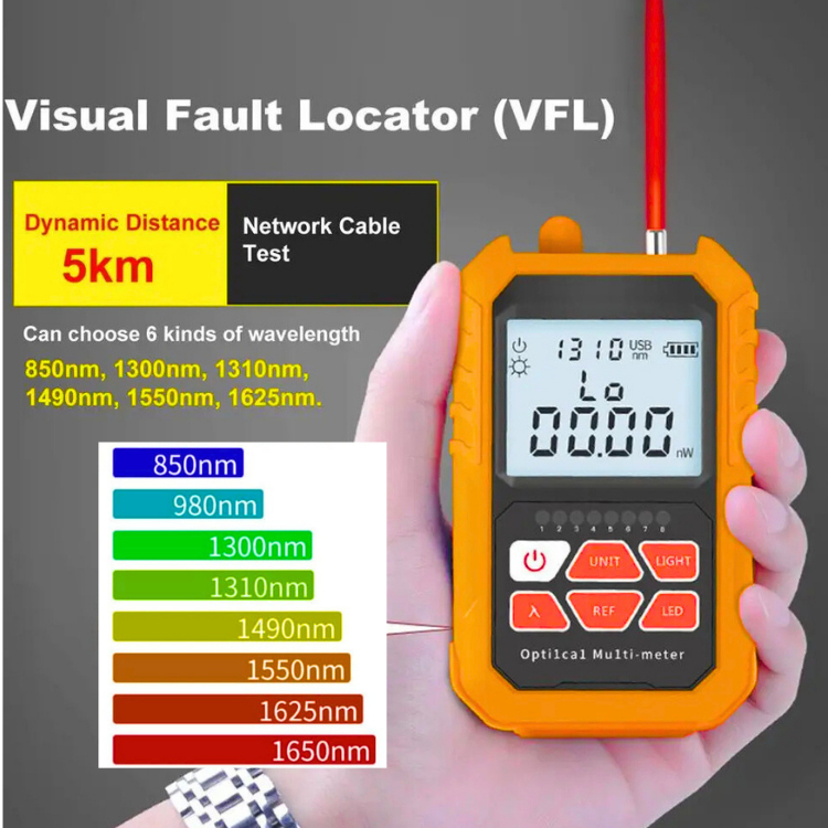 JAYA OPM 2 in 1 Optical Power Meter 2 in1 VFL Network Test Gelombang Alat Tester Fiber Optik 6dBm
