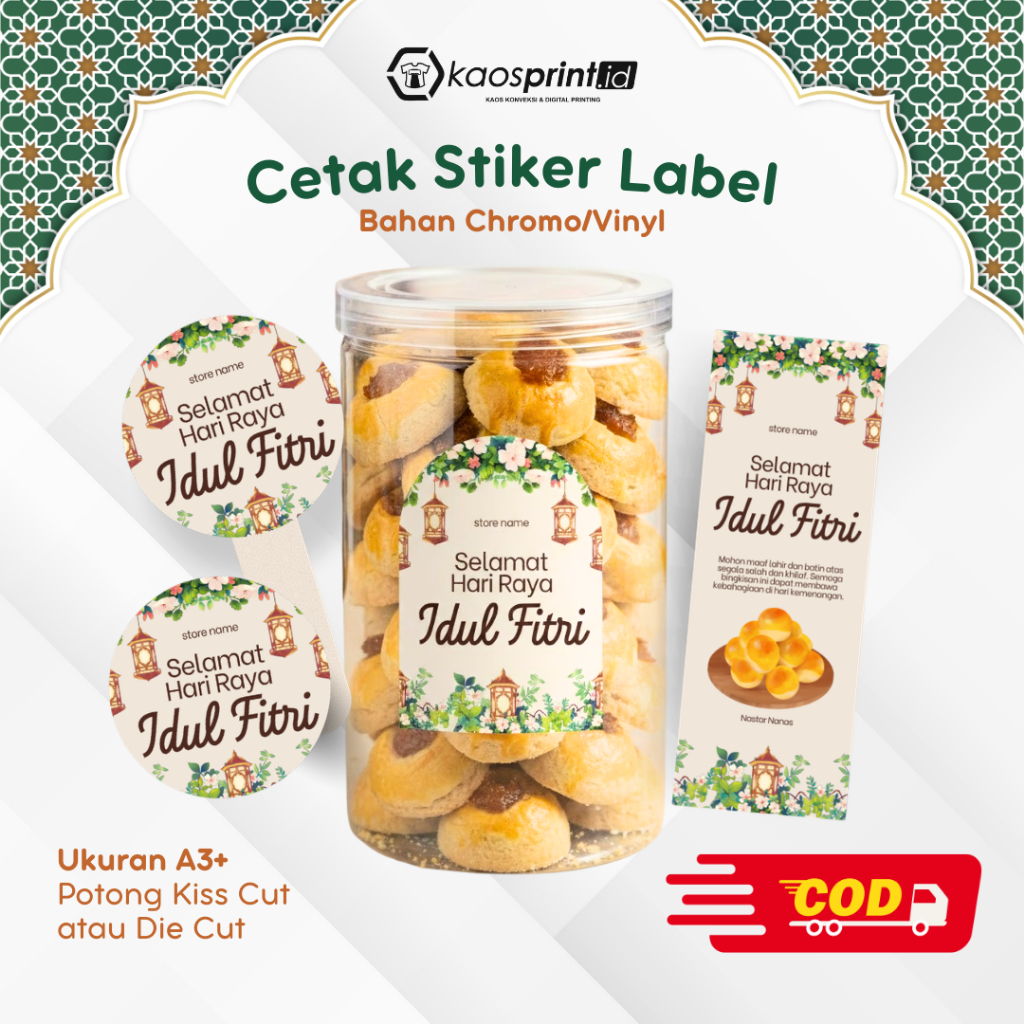 Sticker Toples Kue Kering Lebaran Custom Desain