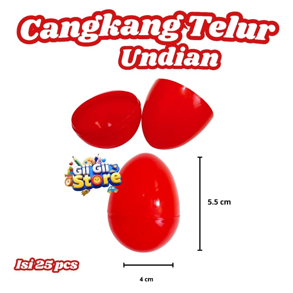 25 Pcs Cangkang Telur Undian Plastik Surprise Egg Wadah Hadiah Kosong Warna Warni Lucu