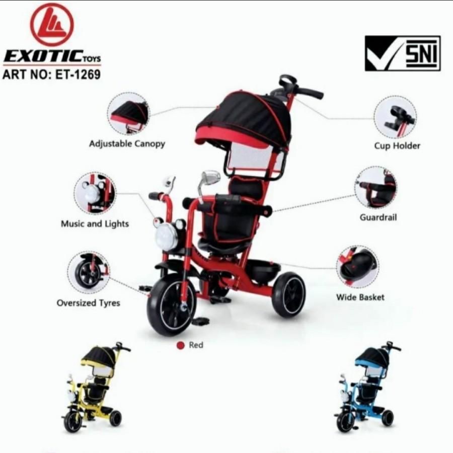 Sepeda roda tiga EXOTIC 1269 anak roda tiga model motor ET 1269