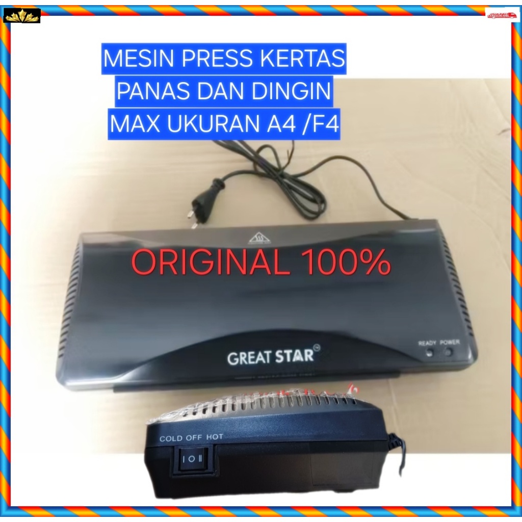 Q90 MESIN LAMINATOR LAMINATING PRESS KERTAS PLASTIK PRES DOKUMEN ORI 100% PANAS DINGIN MAX UKURAN A4