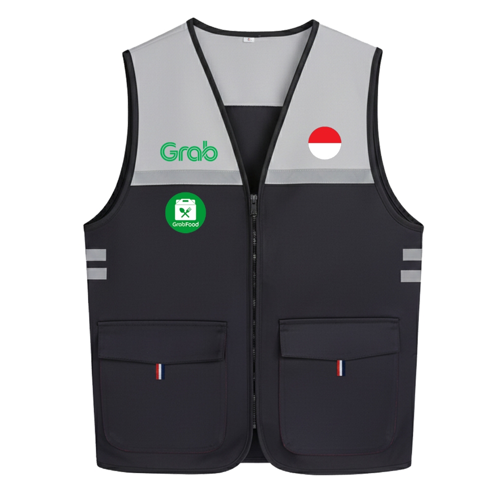 Rompi vest scotlight zipper driver ojol grab grabbike grabfood pria wanita rompi vest taslan tactica