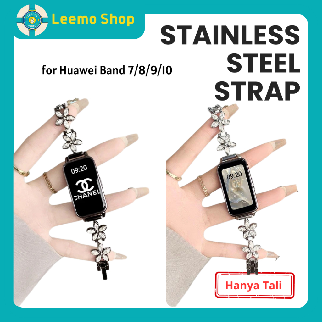 Tali Jam Strap Jam Tali jam tangan wanita Bunga Zircon Aromaterapi untuk Huawei Band 7/8/9/10 – Styl
