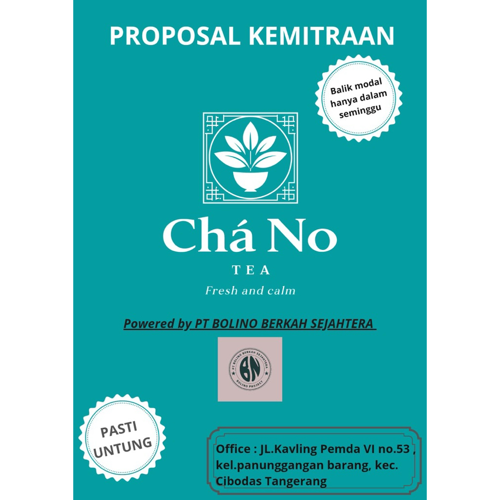 PAKET KEMITRAAN Chá No Tea / Taiwan Milk Tea | Franchise | Paket Usaha