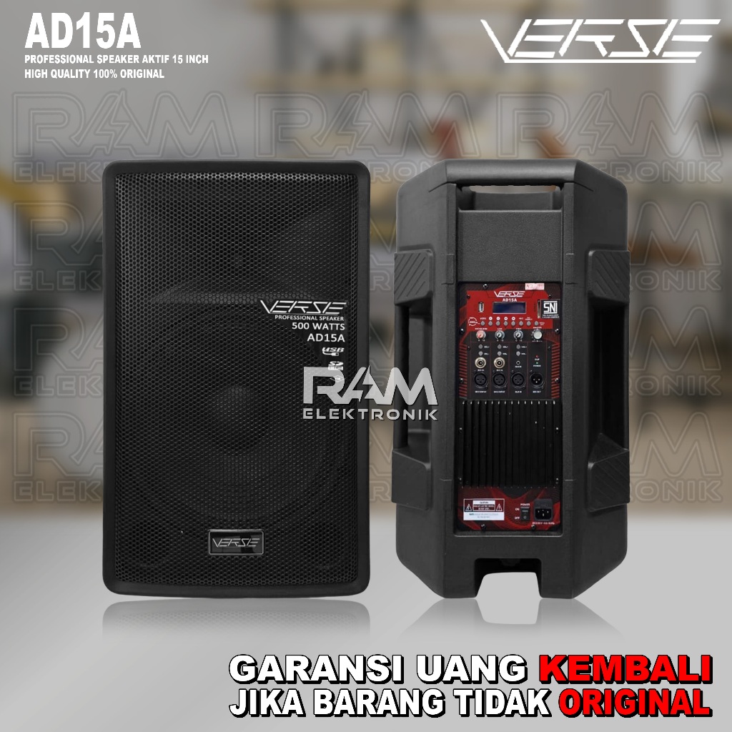 Speaker Aktif Monitor 15 Inch VERSE AD15A / AD 15A Bluetooth Original
