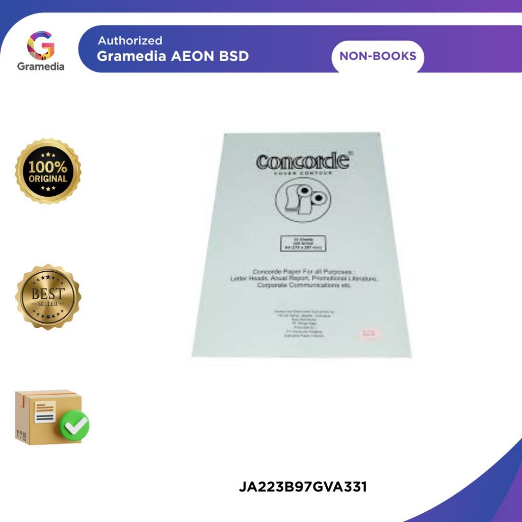 Kertas Concorde Cover Contour A4 220 Gram 10 Lembar 80246 PUTIH - GRAMEDIA AEON BSD CITY